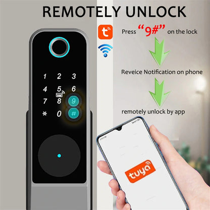 WAFU WF-014 Tuya Smart WiFi Keyless Entry Door Lock Anti-theft Biometric Fingerprint Password Key APP Remote Control Electronic Lock