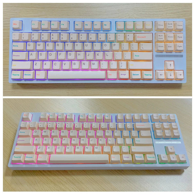 Yogurt 145 Keys Keycap Set Cherry Profile PBT Sublimation Suitable for 61/68/75/84/87/89/96/98/100/104/108 Keyboards