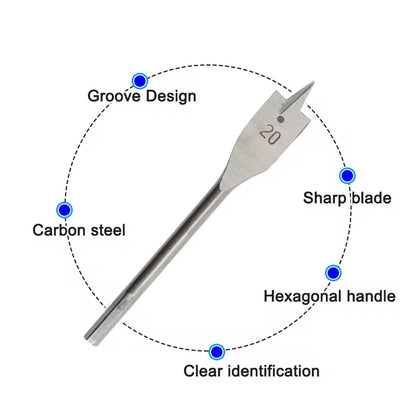 6PCS Three-Pointed Flat Drill Bit Set High Carbon Steel HRC50 Heat Treated Woodworking Tool for Table DC AC Drills