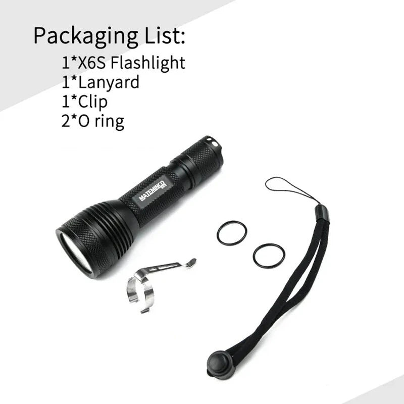 MATEMINCO X6S 3*LED 3000LM Ultra Bright EDC LED Flashlight Small Throw Flood Tactical Flashlight 18650 Battery Mini Torch Strong Searching Floodlight