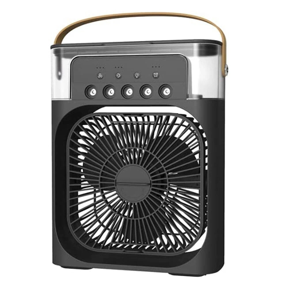 Portable Air Conditioner USB Handle Evaporative Air Cooler Cooling Fan with 3 Speeds / 5 Humidifier Misting Hole / 7 Colors Light For Home Office Travelling