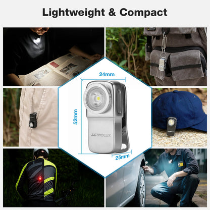 Astrolux CP01 Rechargeable EDC Flashlight 250 Lumens Dual Sources Compact Pocket Clip Light Convenient USB C Charging Magnetic Flash Lights with Memory Mode Lockout Design Beacon Mode for Working, Cycling, Emergency, Signaling Tool