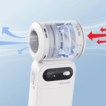 5-blade 100 Speed Handheld Turbine Electric Fan High Speed Outdoor Cooling High Wind Power Turbo Fan Small Fan Portable Smart Display Mini Fan