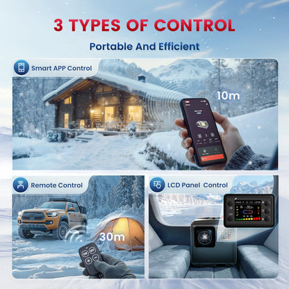 HCALORY HBH1S Diesel Heater 12V 8KW Portable Diesel Air Heater with App Control 10-Temperature Settings 28% Boost in Burning Efficiency Auto Start-Stop for Car RV Campers