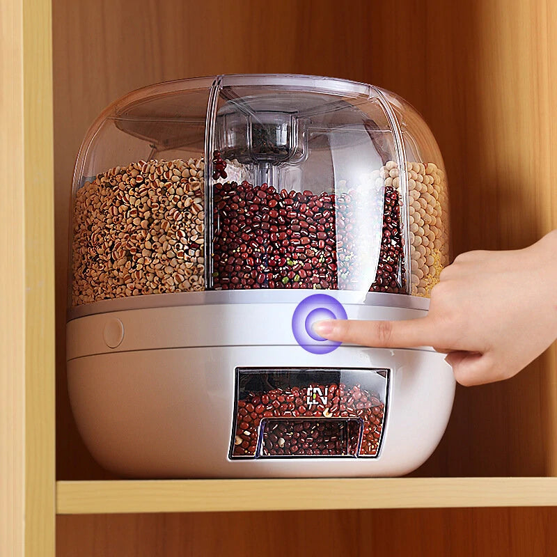 AGSIVO Grain Rice Storage Container Dispenser 360 Rotating Rice Dispenser Kitchen Organizer