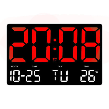 AGSIVO Large Digital Wall Clock Alarm Clock Large LED Display with Remote Control / Adjustable Brightness / Indoor Temperature / Date / Week / 12/24H For Home Office Classroom