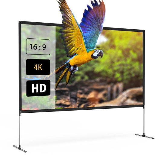 BlitzWolf BW-VS6 80/100/120-Inch Projector Screen with Stable Stand 4K Resolution 16:9 Foldable Anti-Crease Easy Installation Outdoor Movie Screen