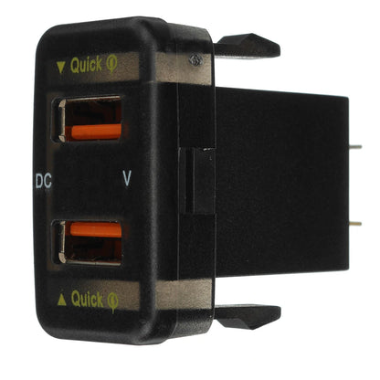 Dual USB QC Car Charger Socket Power Adapter With 12-24V Voltmeter LED Car Accessories 40mm*22mm For Toyota Quick Charge For Mobile Phone