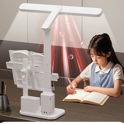 Elfeland LED Eye-Care Desk Lamp 3 Color Temperatures & 5-Level Brightness Dimmable USB Rechargeable 6000mAh With Clock & Thermometer Display Pen Holder Book Holder