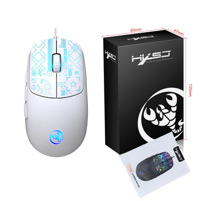 HXSJ S100 Wired Gaming Mouse 3600DPI RGB Backlit 6 Keys Ergonomic Matte Gaming Mice for PC Laptop Computer