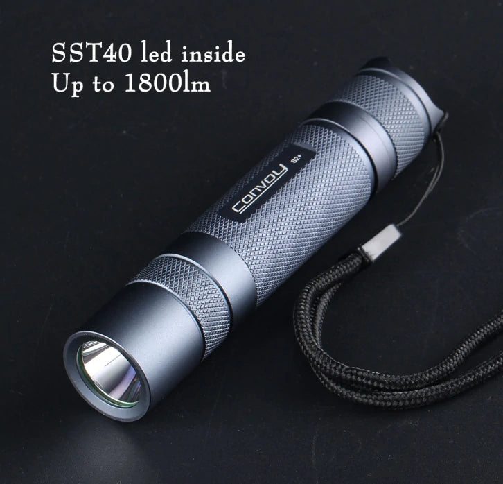 Convoy S2+ SST40 1800lm 12-group Modes 18650 Flashlight 5000K 6500K Temperature Protection Management Mini LED Torch