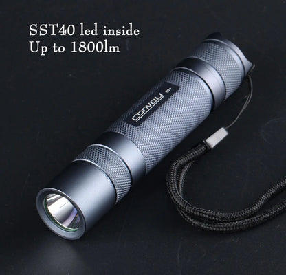 Convoy S2+ SST40 1800lm 12-group Modes 18650 Flashlight 5000K 6500K Temperature Protection Management Mini LED Torch