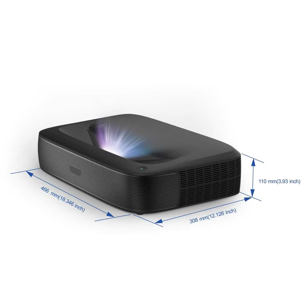 [Netfilx & Google TV Certified] ProjeStar H2 Triple Laser Mini UST Projector 1000 ANSI Lumens 1080P 8K Support Dual Band WiFi bluetooth-compatible 2G RAM 16G ROM Auto Keystone Correction & Focus Google TV Smart Home Cinema Grade Theater