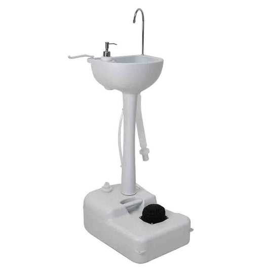 [EU Direct] CALTER 19L Portable Camping Sink Water Tank Outdoor Basin Stand with Towel Holder Soap Dispenser Hand Wash Foot Operated Free Standing Units for Indoor Events, Gatherings Sink Hand Wash Sink Portable for Garden Outdoor Events, C-CHEM-SINK