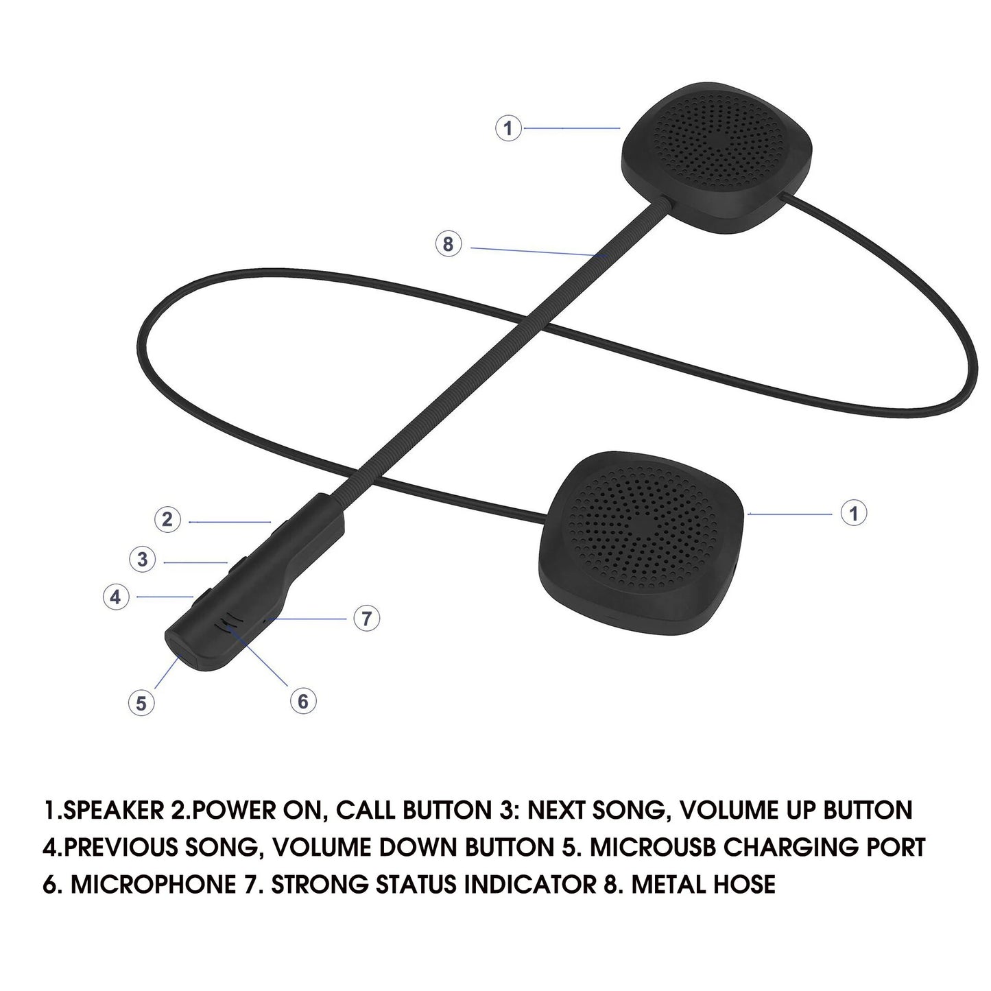 Motorcycle Helmet Headset Wireless BT 5.0 Handsfree Stereo Earphone Motorcycle Helmet Headphones MP3 Speaker