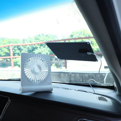 3 Speeds 5V 6W Portable Rechargeable Fan Battery Operated Fan Solar Panel Powered For Household Camping Travel Outdoor