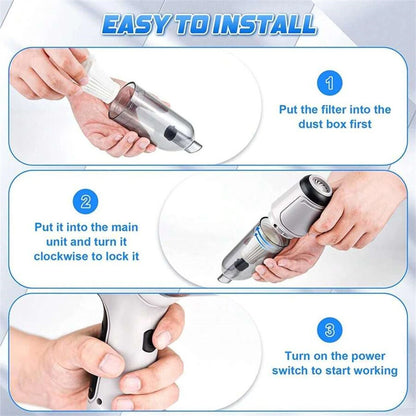 Handheld Vacuum Cleaner 120W 9000Pa Suction 40mins Working Time Portable Car Vacuum Cleaner with Multiple Nozzles for Car Home Office Cleaning
