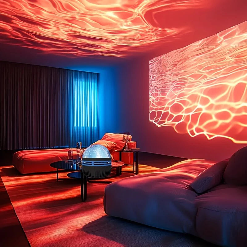 LED Ocean Wave Projector LED Night Light USB Rechargeable Ripple Atmosphere Lamp for Bedroom, Home Theater, Room Decoration, Holiday Gift, Wedding