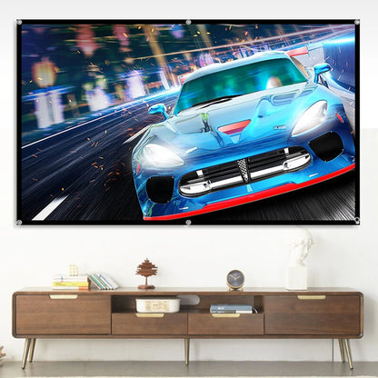 100/120 Inch Portable Foldable HD Projector Screen 16:9 Aspect Ratio Black Backing Outdoor Movie Screen for Home Theater Wide 160 Degree Viewing Angle Easy Installation