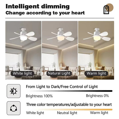 Elfeland E27 LED Ceiling Fan Light Remote Control 3-Speed Fan & 3-Color Temperature Dimmable With 2/4H Timer Removable Blades for Dining Room Bedroom Living Room