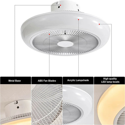 19" LED Ceiling Fan Light Flush Mount Ceiling Fan Lamp Chandelier Remote Control