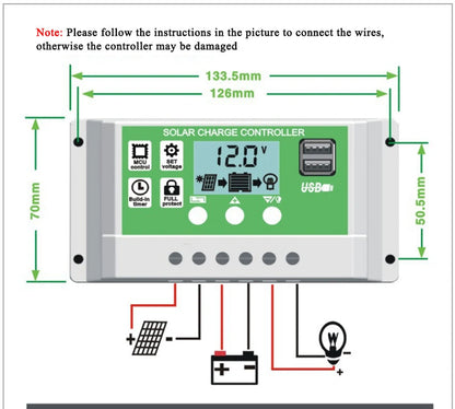 12V 24A 10A 20A 60A PWM Solar Charge Controller LCD Display Support 3 Kinds Battery Type