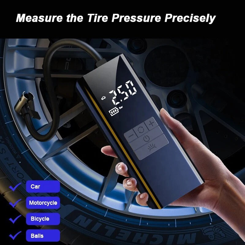Cordless Tire Inflator Air Compressor Power Bank Portable Digital Tire Pump Fast Inflate Air Pump LED Light for Car Tires Bicycle Ball
