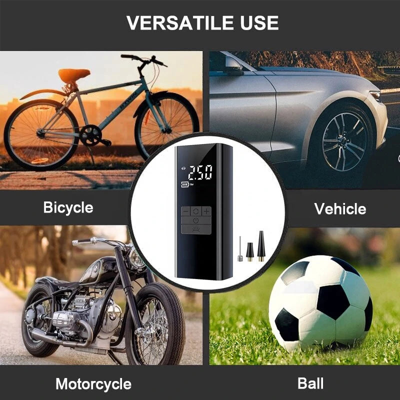 Cordless Tire Inflator Air Compressor Power Bank Portable Digital Tire Pump Fast Inflate Air Pump LED Light for Car Tires Bicycle Ball