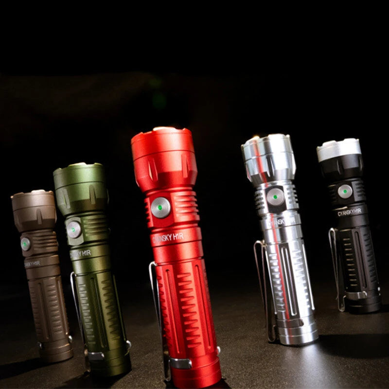 CYANSKY H1R EDC 14500 Flashlight with 700 Lumens 400M Output, Multifunctional Rechargeable Mini Torch Camping and Hiking Lantern Outdoor Light