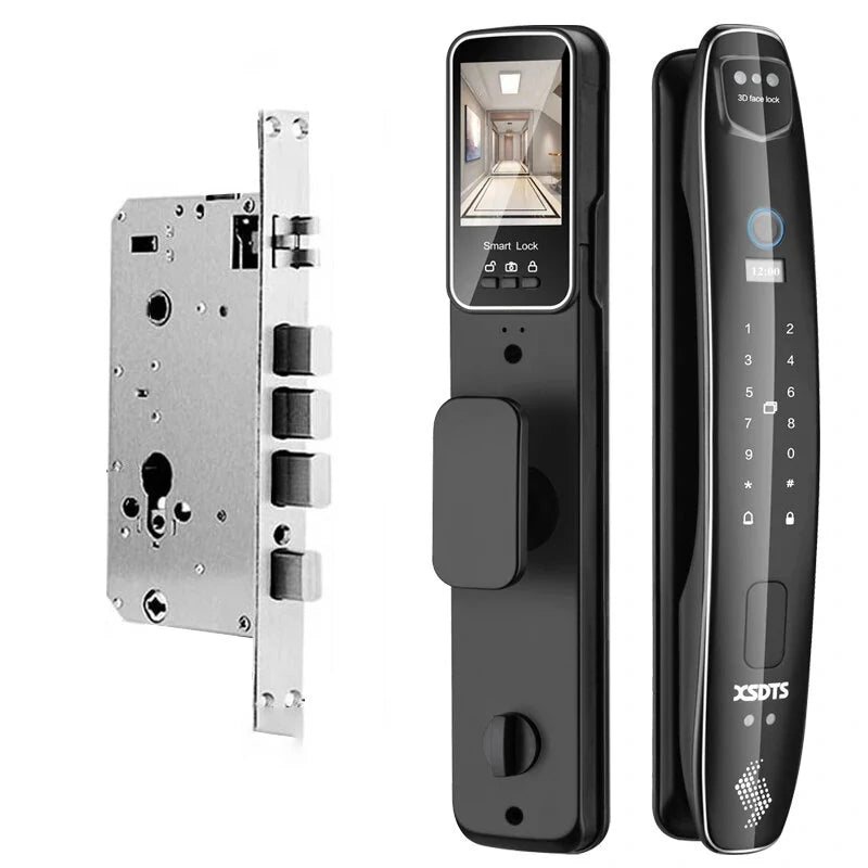 CS7 24*240mm Lock Body 3D Face Smart Door Lock Security Camera Monitor Intelligent Fingerprint Password Biometric Electronic Key Unlock Doorlock