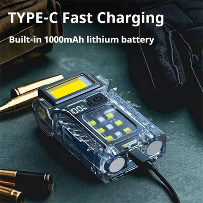 Multifunctional Work Light USB-C Rechargeable Outdoor Tourch Portable COB+LED Powerful Flashlight for Camping Fishing Walking