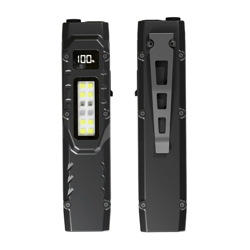 Bikight DT007 1200LM Portable Tactical Flashlight With Side Floodlight Double Tail Swich Ultra Bright Mini LED Torch Rechargeable Outdoor Hiking Camping Fishing Lamp