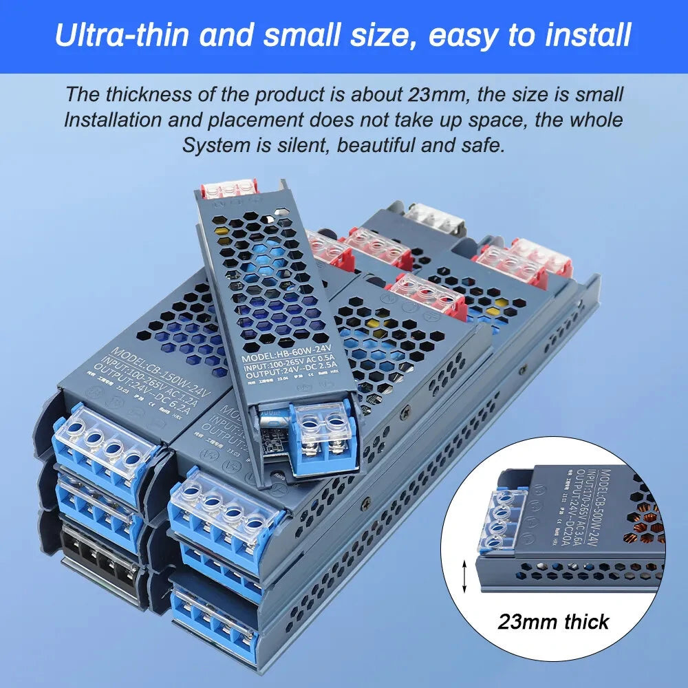 12V 24V LED Power Supply 500W Super Thin AC/DC Transformer LED Driver Converter for LED Strip Lighting
