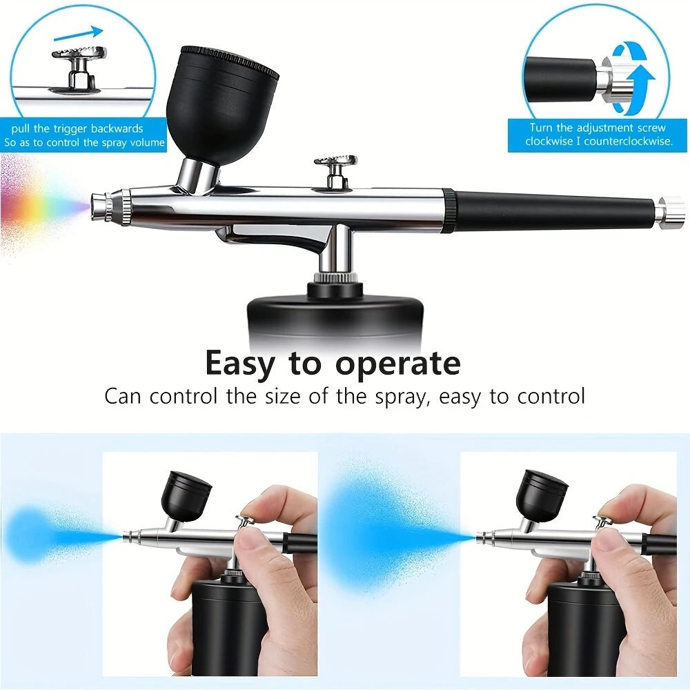 900mAh High-Pressure Spray Gun Sprayer Kit 0.3mm Mini Air Compressor Air Brush Kit Painting Airbrush Gun For Nail Art Tattoo Craft Cake Nano Fog Mist Sprayer