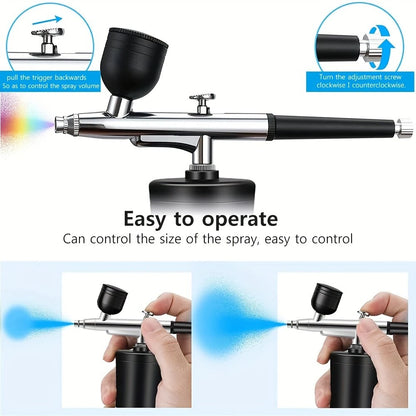 900mAh High-Pressure Spray Gun Sprayer Kit 0.3mm Mini Air Compressor Air Brush Kit Painting Airbrush Gun For Nail Art Tattoo Craft Cake Nano Fog Mist Sprayer