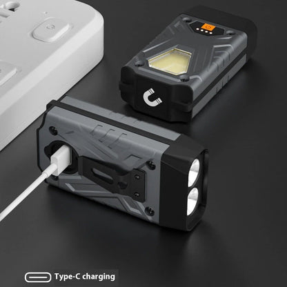 Bikight SD12 Dual Light LED Keychain Flashlight With COB Sidelight Multifunctional Clip Headlamp Magnetic Maintenance Light Outdoor Camping Tent Light USB Rechargeable LED Work Lamp