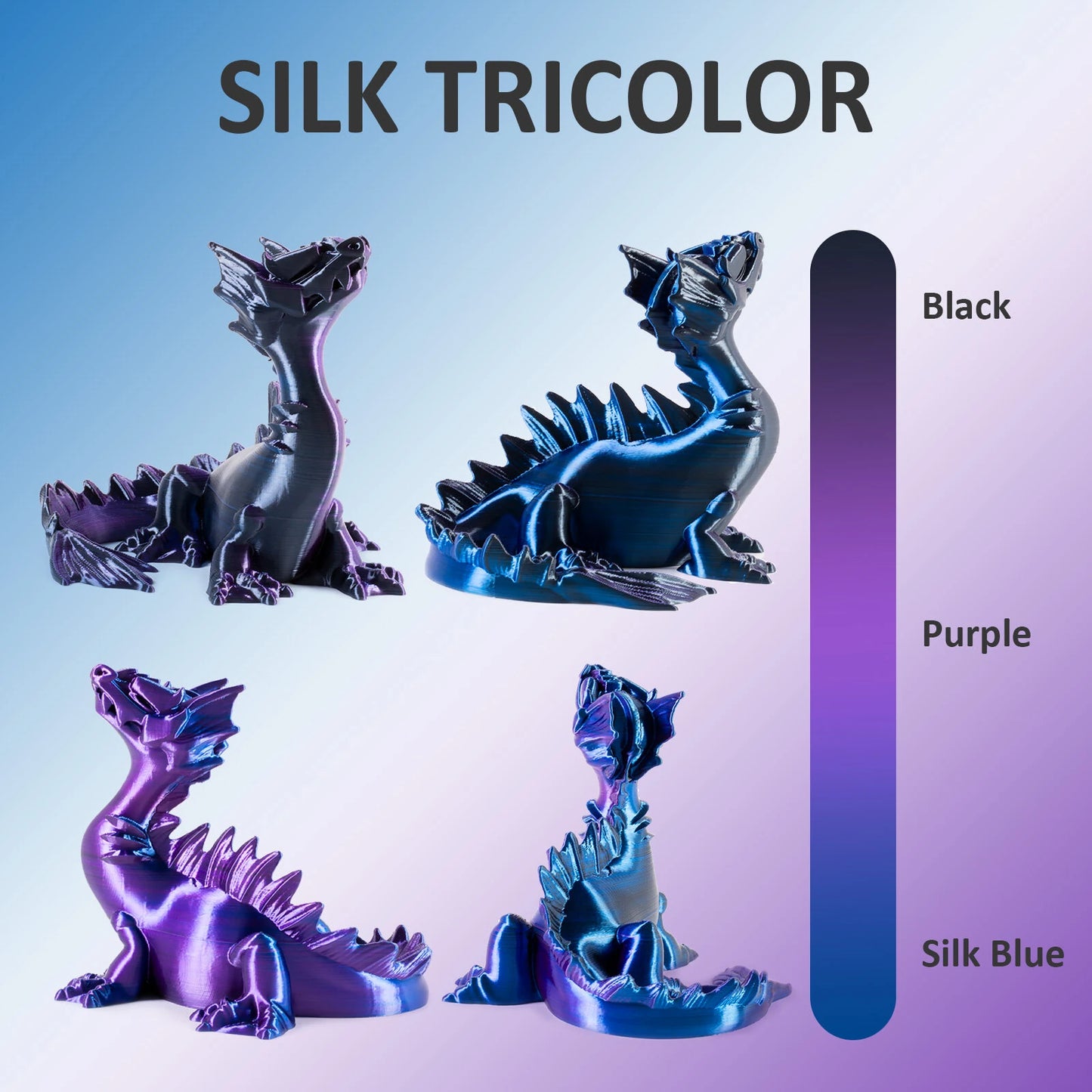 [EU/UK Direct]Geeetech Silk Tri-Color PLA 3D Printer Filaments 1.75mm 1kg/roll High Compatibility No Warping Multicolor Filament Strong Layer Adhesion for Printing