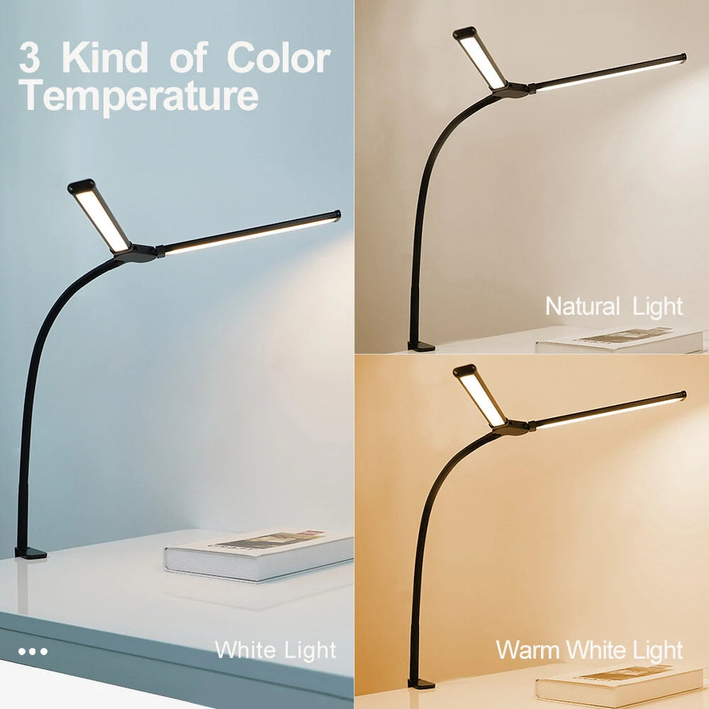 LED Desk Lamp 10 Brightness Levels Dimmable 3 Color Temperatures Eye Protection Study Work Reading Lamp Eye-friendly Computer Monitor Table Night Light