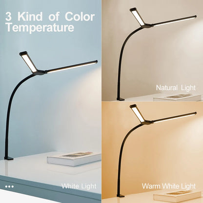 LED Desk Lamp 10 Brightness Levels Dimmable 3 Color Temperatures Eye Protection Study Work Reading Lamp Eye-friendly Computer Monitor Table Night Light