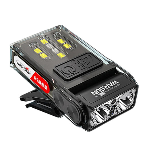 Warsun G9 Hands Motion Sensor LED Clip Headlamp Portable Super Bright Rechargeable Headlight Flashlight for Night Fishing Camping Long Endurance Hat Clip Light