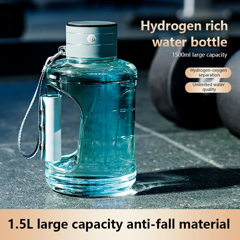 1.5L  2 In 1 Portable Hydrogen Water Bottle H2 Rich Water Kettle Sport Hydrogen Water Bottle With Spe Pem Hydrogen Oxygen Separation Technology
