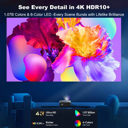 [Netfilx & Google TV Certified] Caiwei A9G 4K Android TV 14.0 Projector 1900 ANSI Lumens Auto Focus HDR10 WiFi6 Full HD Smart Home Cinema Netflix YouTube Primes Video Streaming Player