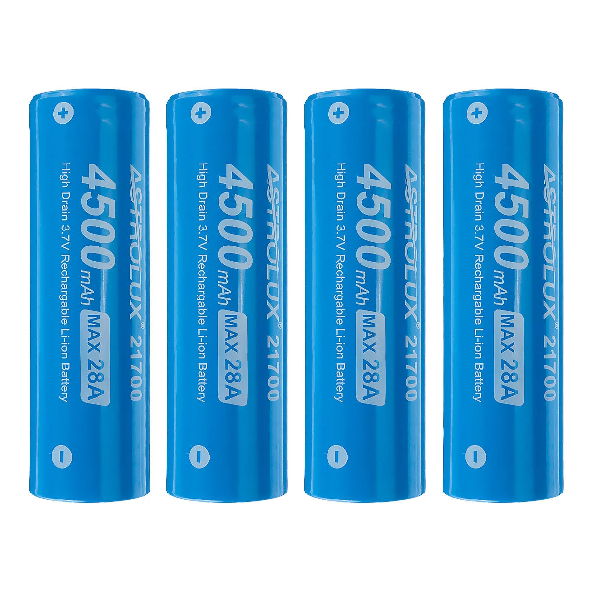 4Pcs Astrolux E2145 4500mAh 28A 3.7V 21700 Li-ion Battery Unprotected High Drain Rechargeable Lithium Power Cell For Jetbeam Nitecore Lumintop Fenix Olight Flashlights RC Toys E-bikes