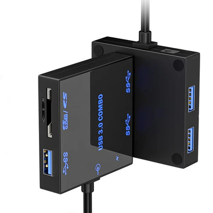 5-in-1 Type-C Docking Station with USB3.0*3 / TF&SD Card Reader Slot Multiports External Hubs Adapter with LED Backlight for PC Laptop Computer