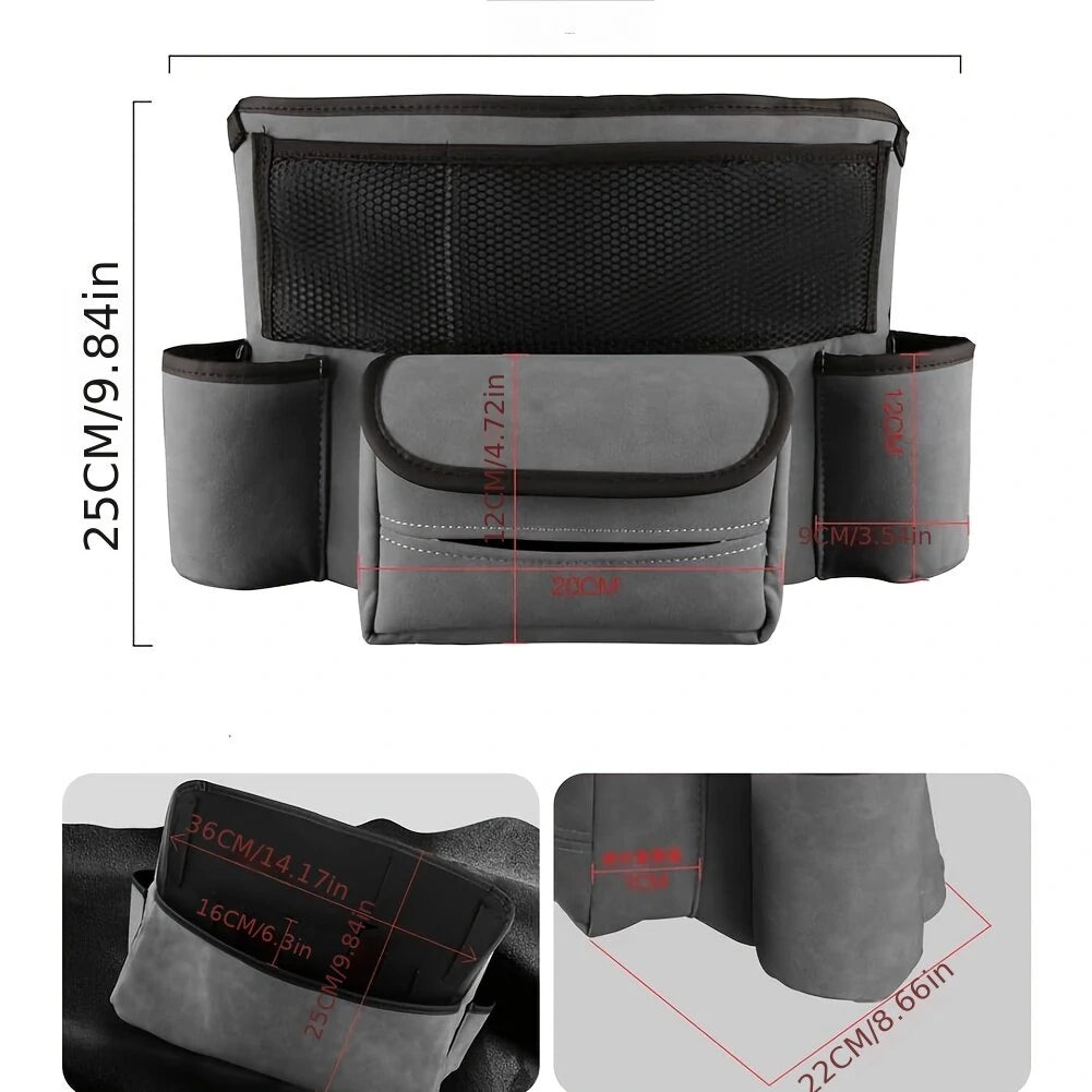 Car Interior Large Capacity Fluffy Faux Leather Storage Organizer Car Seat Back Storage Bag