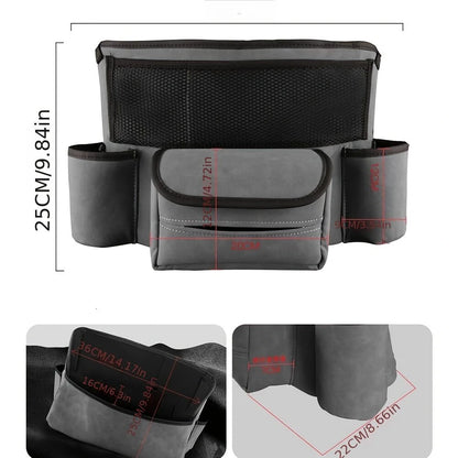 Car Interior Large Capacity Fluffy Faux Leather Storage Organizer Car Seat Back Storage Bag