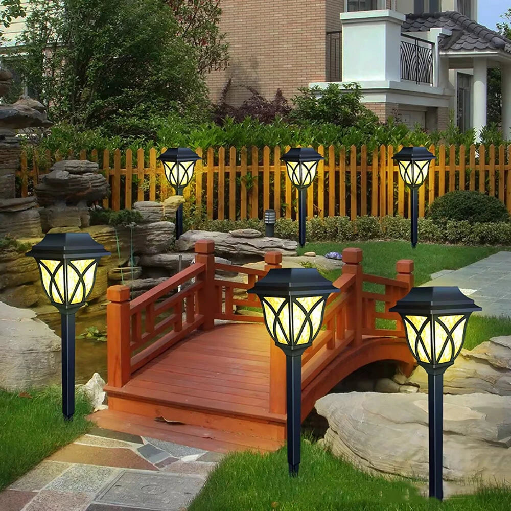 2pcs LED Solar Lawn Lights Outdoor Waterproof Garden Decoration Lamp For Walkway Path Villa Yard Driveway
