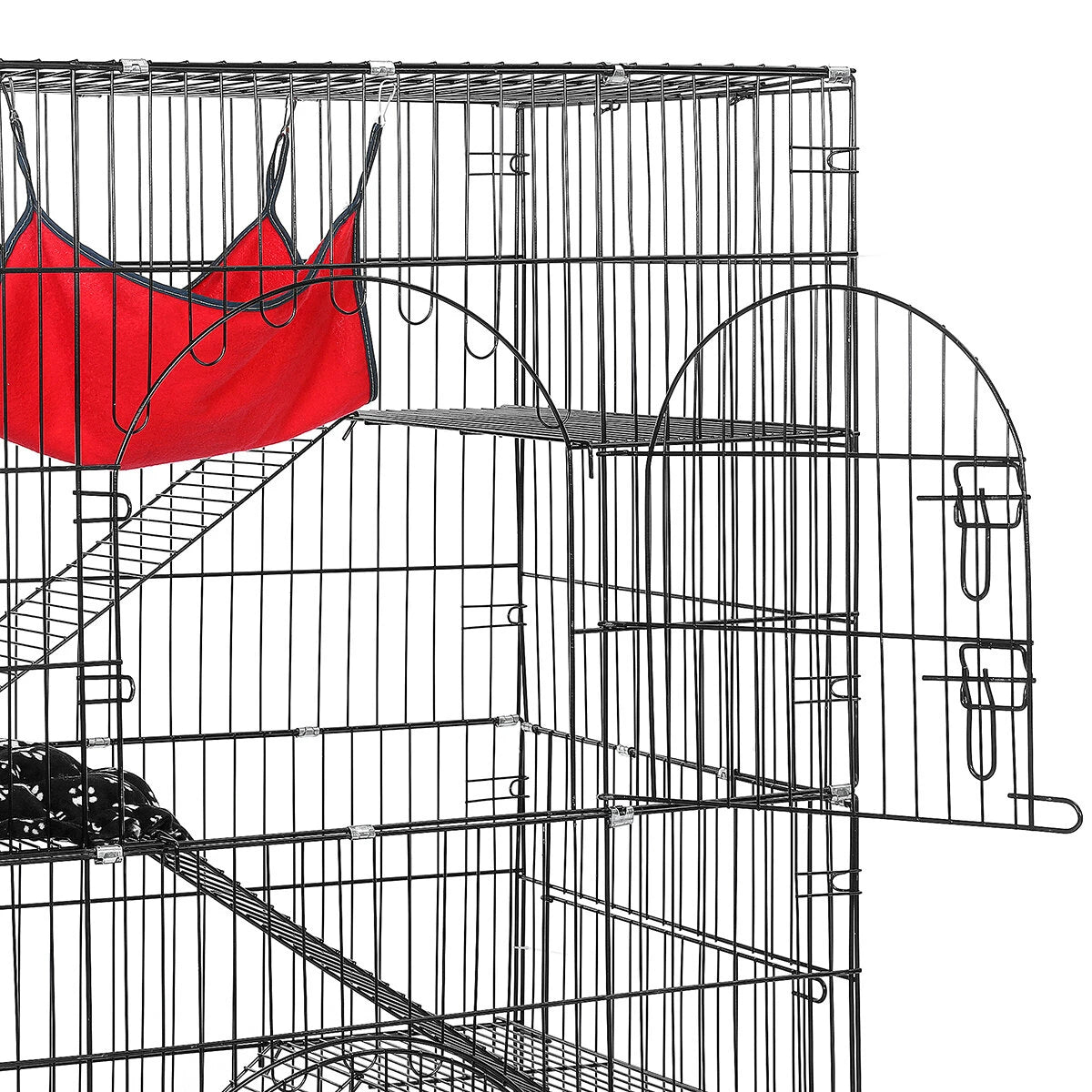 PawGiant 4-Tier Cat Cage, Cat Playpen Kennel Crate Chinchilla Rat Box Cage Enclosure with Ladders, Platforms Beds, Latches Tray Hammock