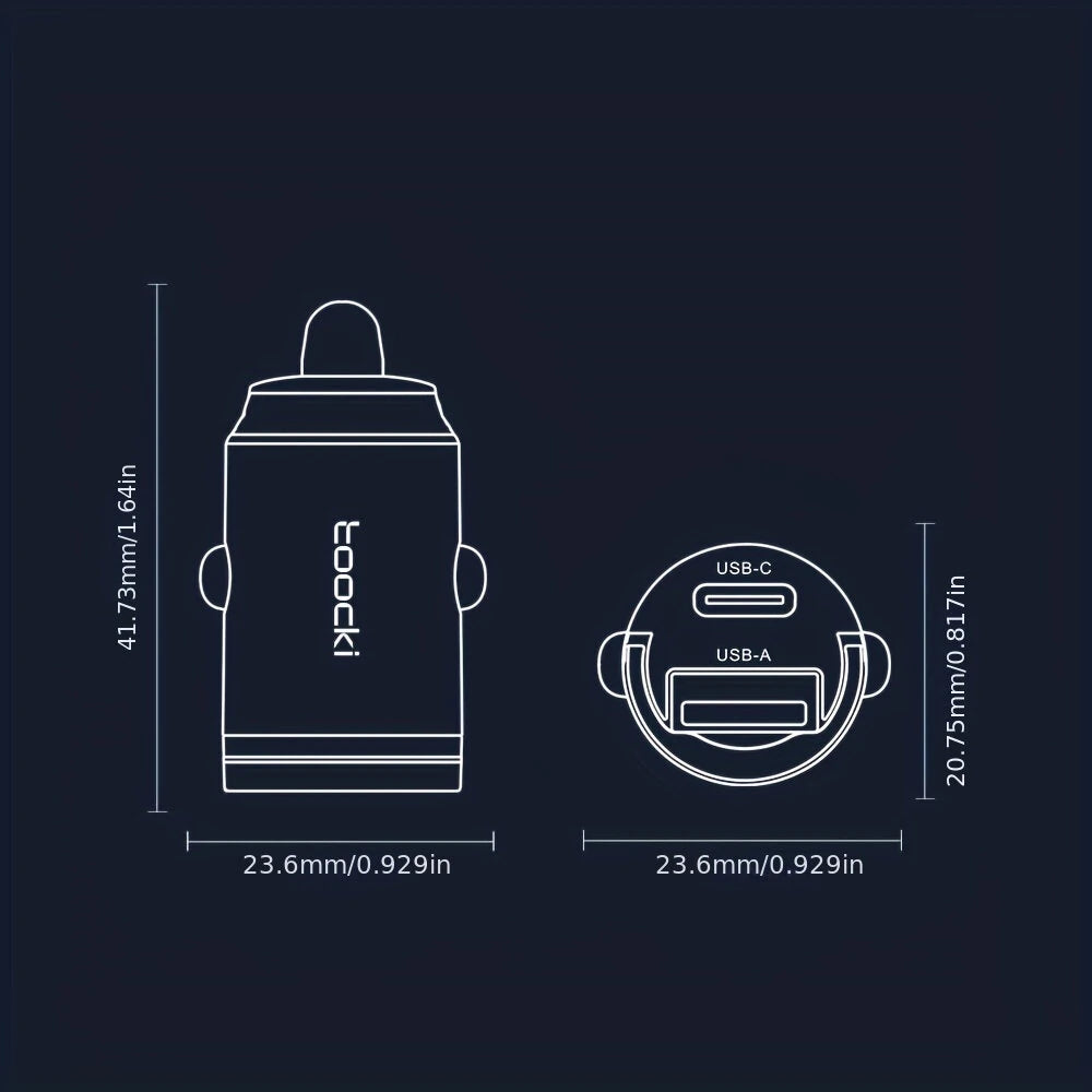 Toocki 33W Car Charger USB-A+USB-C Dual Output Supports PD/QC3.0 Mini Ring Design for iPhone15/iPhone14/iPhone13/iPhone12/ Pad Pro/Air/Mini series/GPS/Driving Recorder