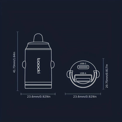 Toocki 33W Car Charger USB-A+USB-C Dual Output Supports PD/QC3.0 Mini Ring Design for iPhone15/iPhone14/iPhone13/iPhone12/ Pad Pro/Air/Mini series/GPS/Driving Recorder